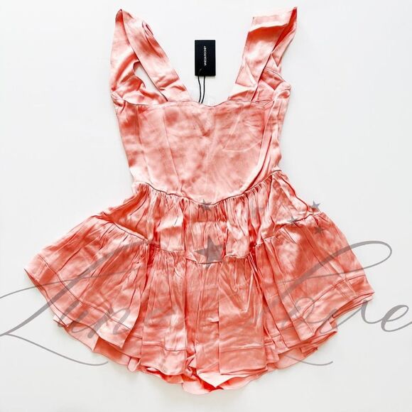 VANESSA MOONEY The Elisabeth Romper Dress In Pink Satin NWT - Picture 7 of 8